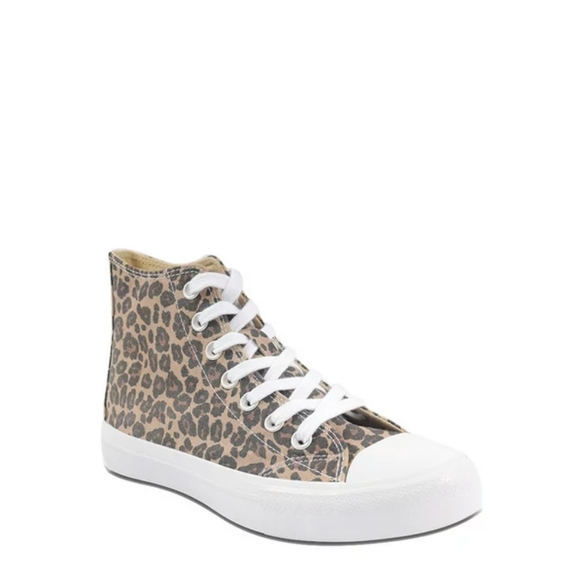Brand New Leopard No Bounderies Women's High Top Canvas Sneakers - Picture 2 of 3
